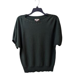 Dressbarn Green Knit Short Sleeve Sweater Top Women's 2xl Rayon Blend